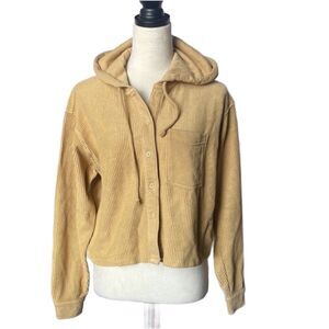 American Eagle Gold Corduroy Relaxed Fit Raglan Semi-Cropped Jacket (XS)